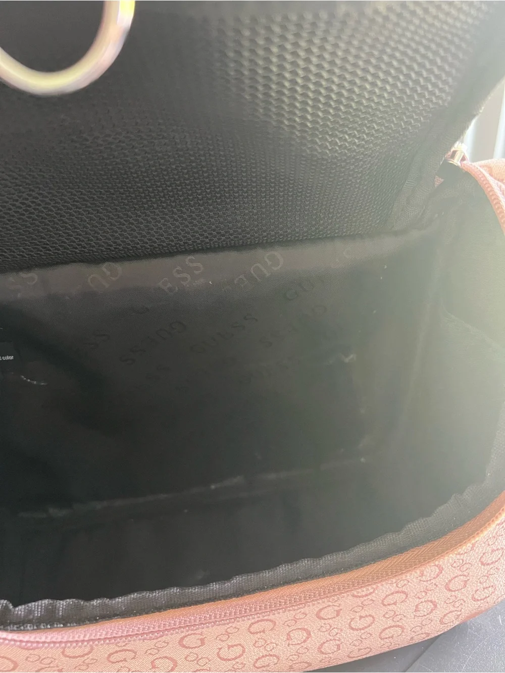 Guess Beige and Pink Logo Travel Cosmetic Case